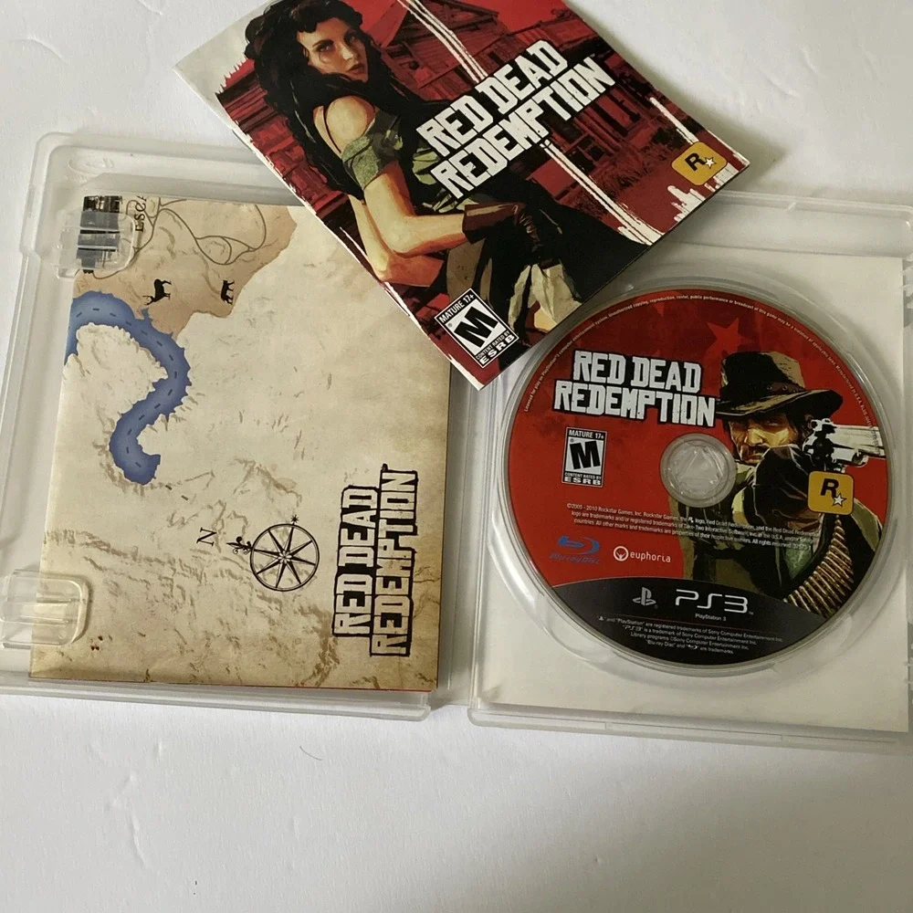Sony Playstation 3 PS3 Red Dead Redemption Game + Poster Map + Manual